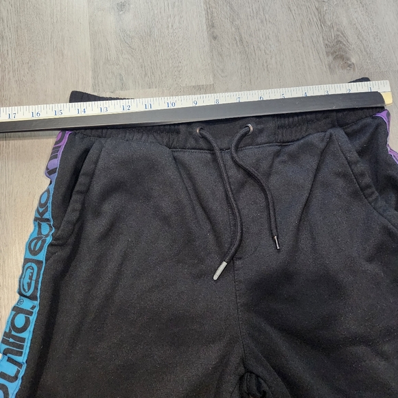 Ecko Untld Y2k Sweat Shorts Gradient Big Logo Size Small Black Back Pockets - Picture 5 of 6